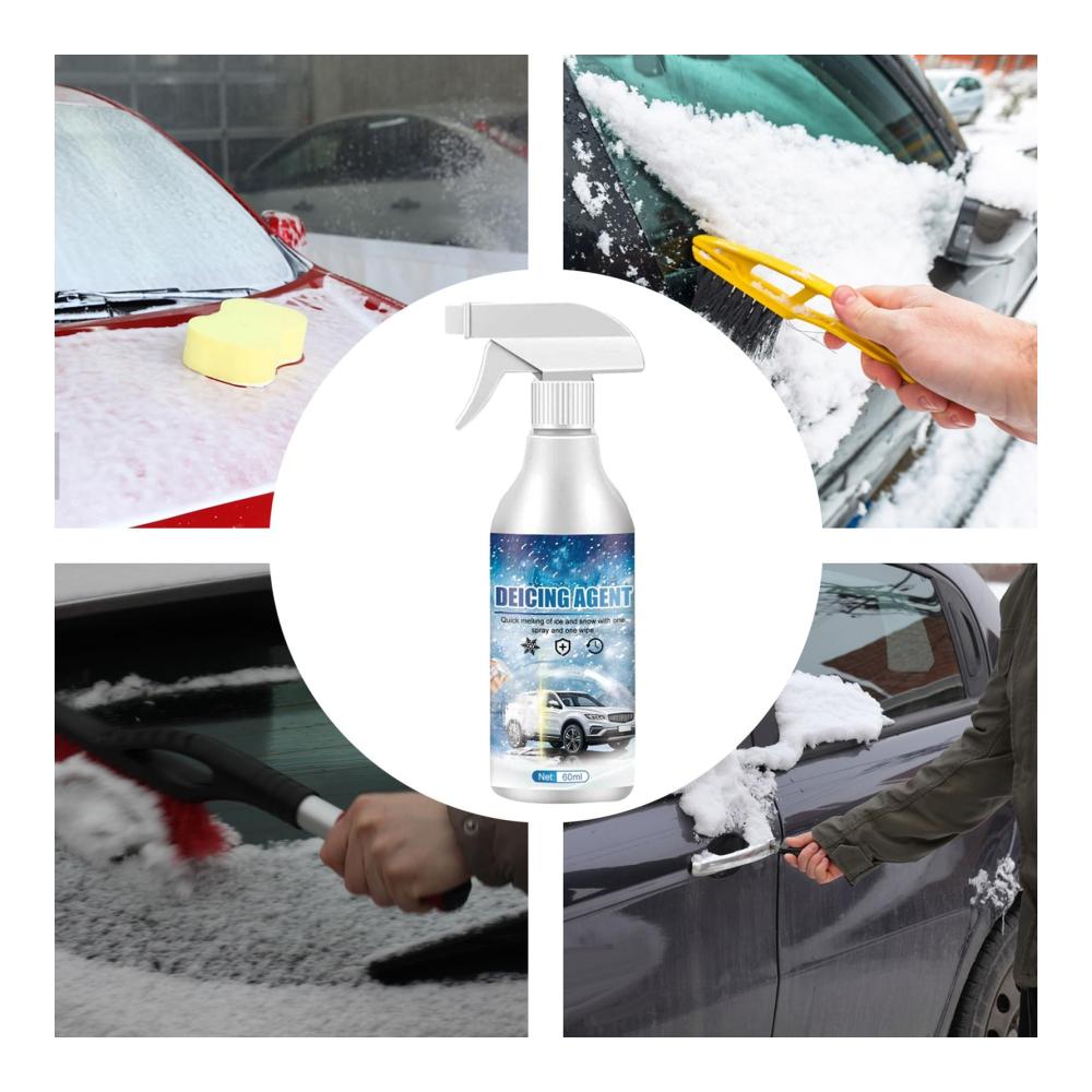 Agner Fenster Enteisungsspray 60ml | Leistungsstarker Schnell Schmelzender Scheibenenteiser | Autofensterreiniger | Schmilzt Sofort Eis Auf Schlosslöchern Auspuffrohr Rückspiegeln & Scheinwerfern