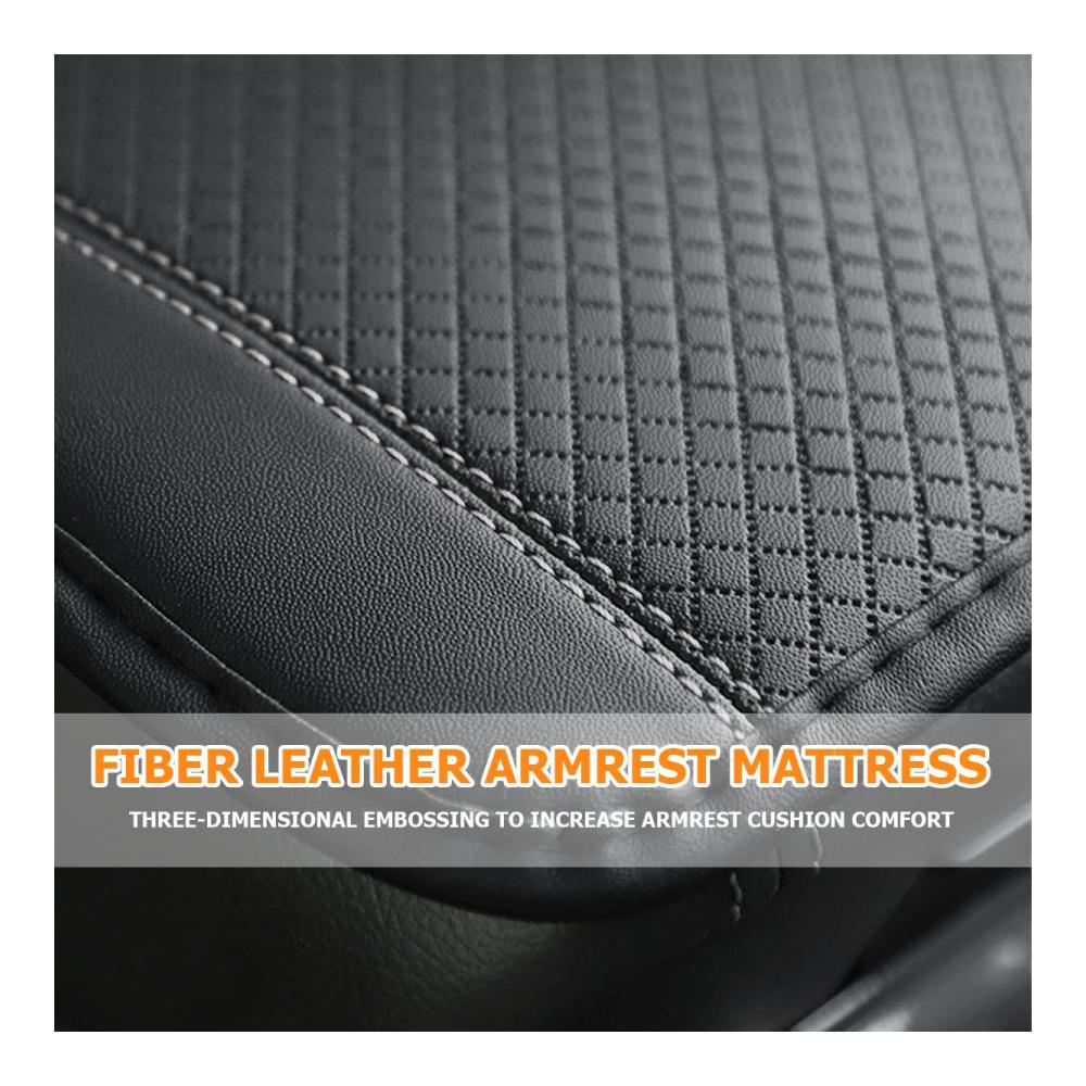Premium Armlehnenbezüge aus Leder | Autositz-Zubehör für Komfort und Stil | Mittelkonsolenbezug für Armlehnen | Passend für die meisten Fahrzeuge | Schwarzgrau | Motorrad und SUV geeignet