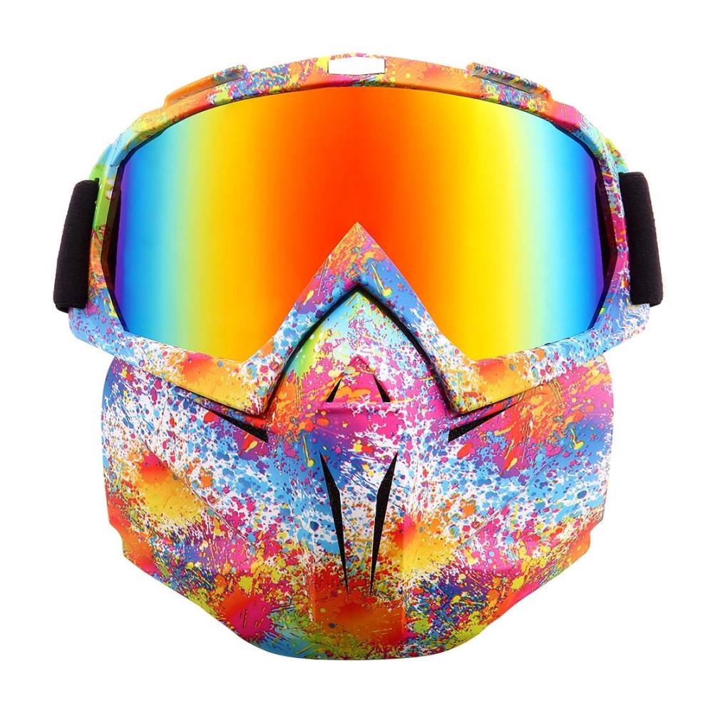 SPOSUNE Motorradbrille mit abnehmbarer Gesichtsmaske | Anti-Kratzer & staubgeschützt | UV400 Schutz | Ideal für ATV Motocross Paintball & mehr | Verstellbarer Riemen & weicher Schaumstoff