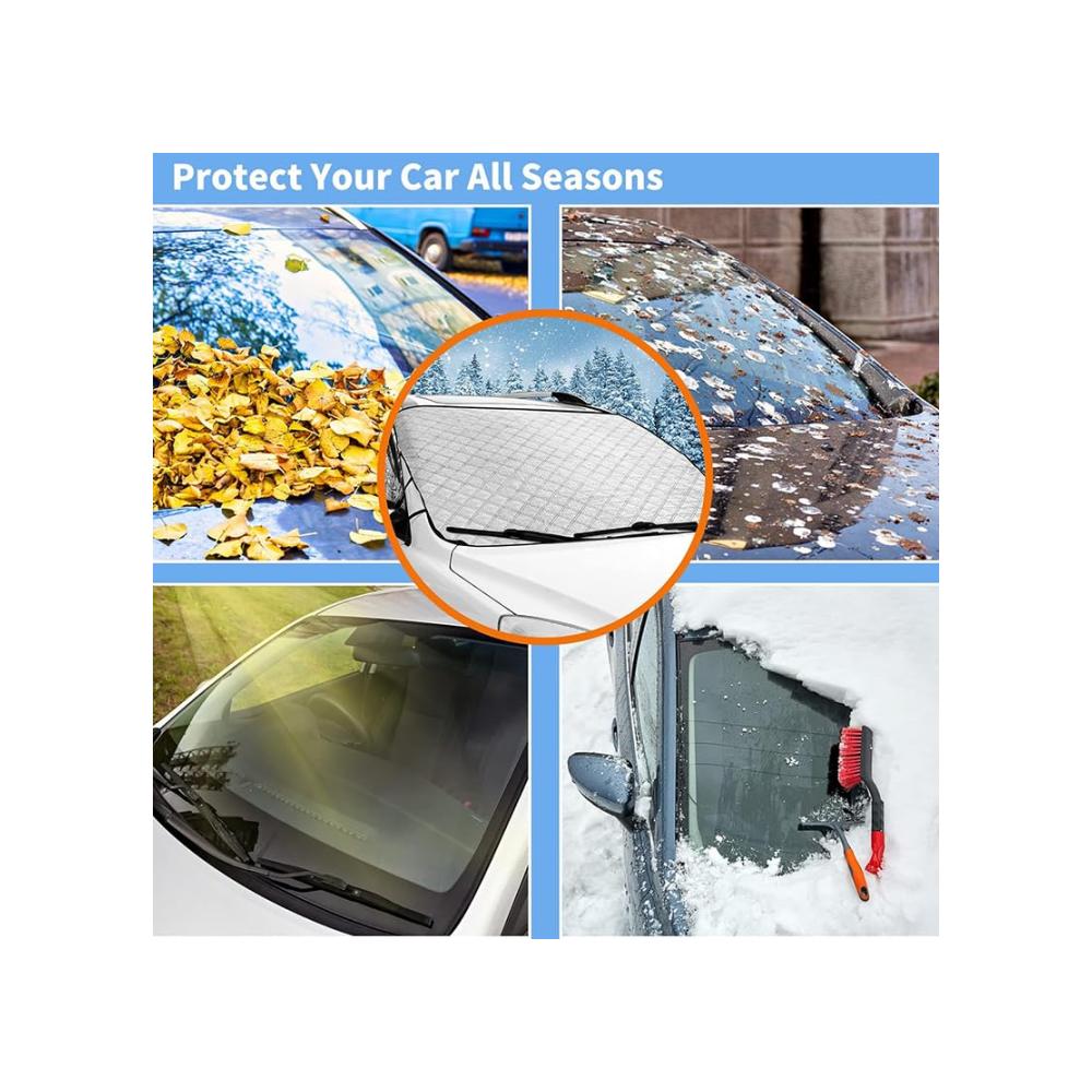 Eisschutzfolien für Renault Megane | Magnetische Auto Windschutzscheibenabdeckung | Winter Schutz vor Schnee und Frost | Inklusive 2 Spiegelabdeckungen | Integrierte Magneten | 170x145cm