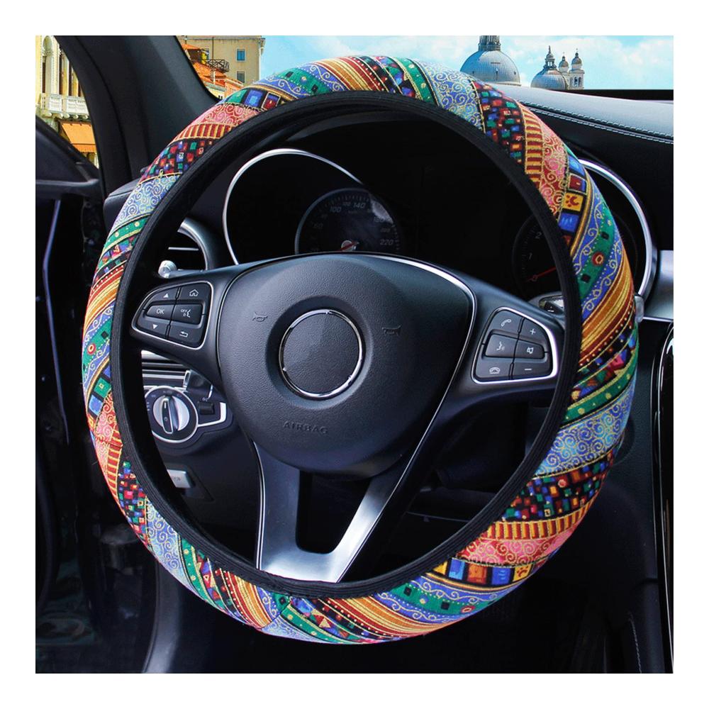 Boho Style Lenkradhülle für Damen – Universeller Lenkradbezug für Auto SUV LKW & Transporter – Attraktive Lenkrad Abdeckung für Frauen – Schützen Sie Ihr Lenkrad mit Stil