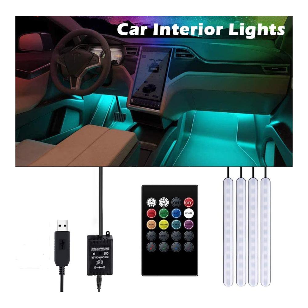 LED Auto Streifen Lichter | Innenbeleuchtung mit 192 LEDs & Fernbedienung | Wasserdicht & Musikaktiviert | USB-Anschluss | 8 Farben & Soundsensor | Auto Dekoration für Atmosphäre & Stimmung | DC 5V