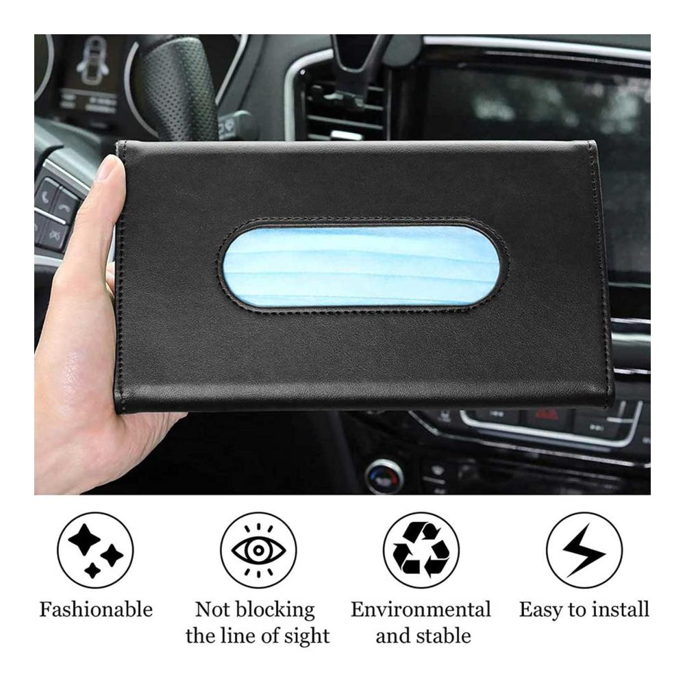 Premium PU Leder Sonnenblenden Taschentuchhalter - Praktisches Zubehör für Auto & Rückenlehne - Set mit 2 Haltern - Organisieren Sie Ihr Fahrzeug stilvoll (schwarz