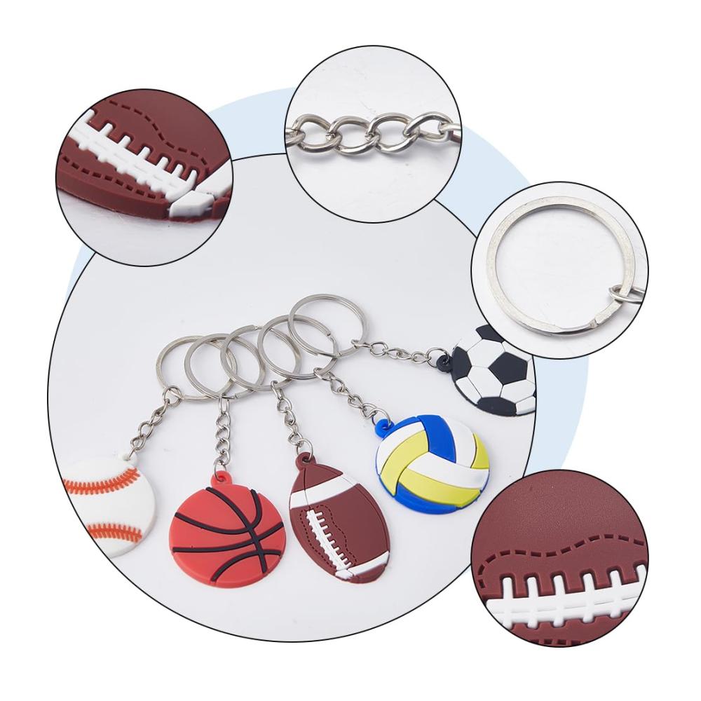 24er Pack Sport Schlüsselanhänger Set - Fußball Volleyball Basketball | Kunststoff Anhänger für Taschen | Ideales Geschenk für Sportfans | Robuste Qualität 3.8x9.85cm