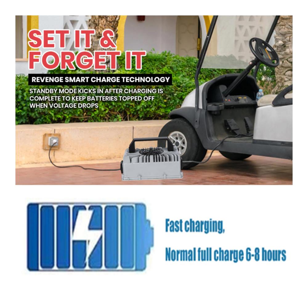 Robustes Wasserdichtes 48V 15A Golfwagen-Batterieladegerät | Für G19-G22 Elektrofahrzeuge | Schnellladung mit Erhaltungsfunktion | Zuverlässiges Ladegerät für Golfwagen | Langlebig und Effizient | Ladegeräte