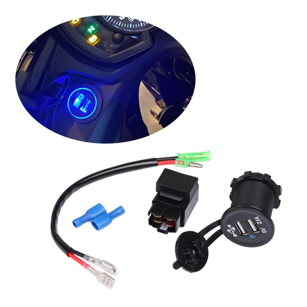 Motorrad Dual USB Ladegerät Mit Relais - Schnelles Laden für Kawasaki Versys 650 & 1000 - Kompatibel mit Kle 1000 Kle650 Ninja 400 & 650 - Praktisches Zubehör für unterwegs! Versandkostenfrei