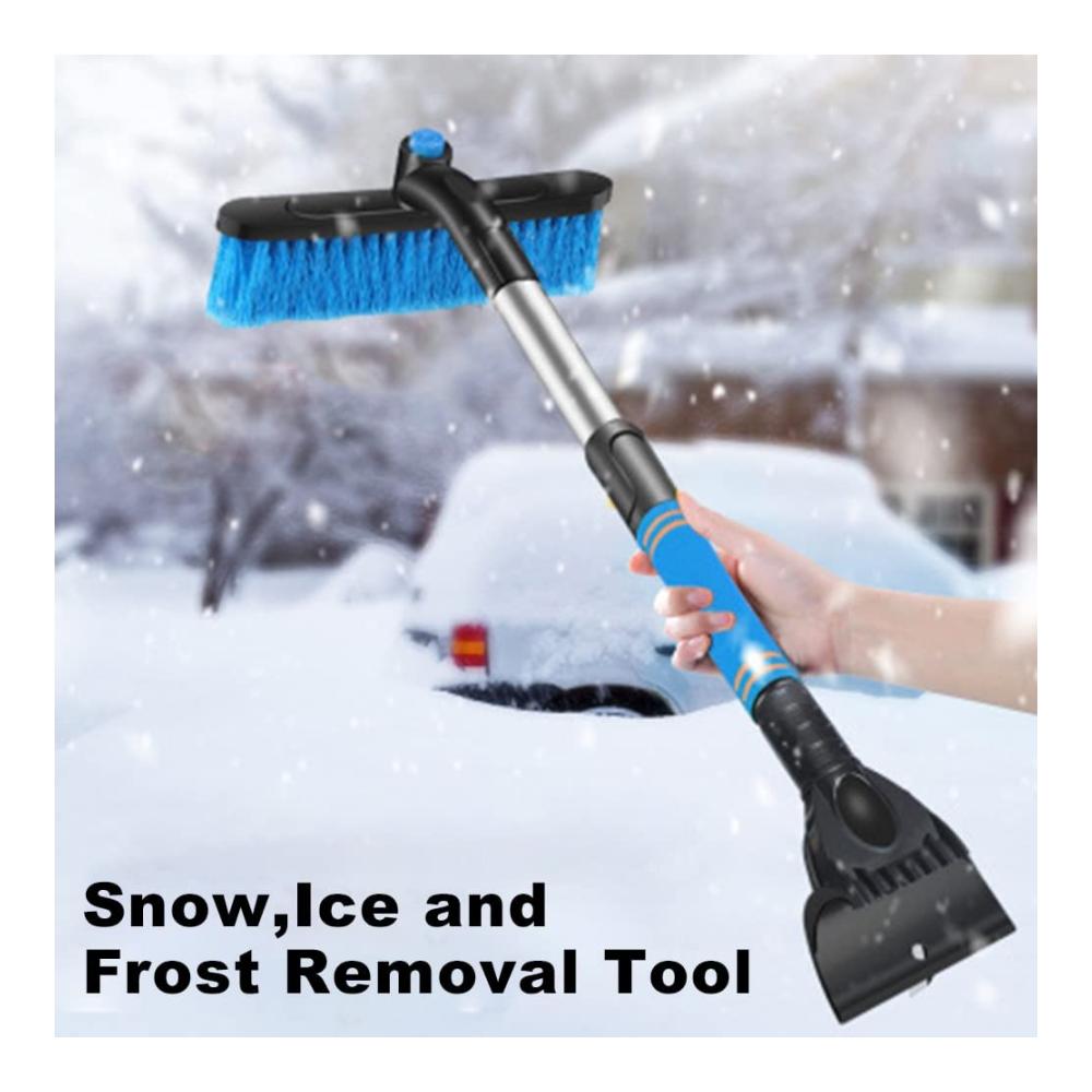 Effizienter Eiskratzer & Schneeschaufel Wintermaschine mit ausziehbarem Griff & ergonomischem Schaumgriff. Perfekt für klare Autowindschutzscheiben! (Farbe Orange