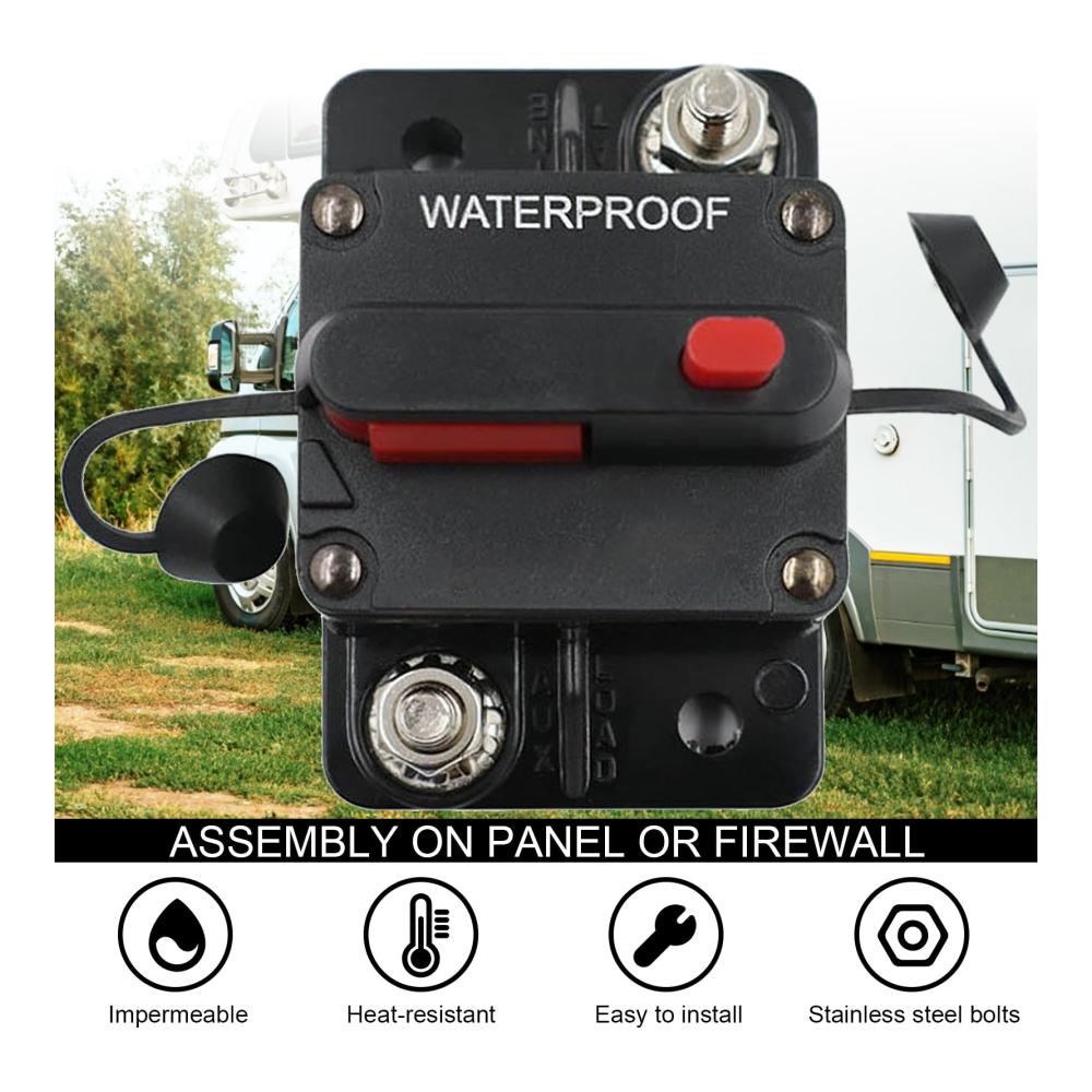 Wasserdichter Schutzschalter Leistungsschalter mit Sicherungshalter für Auto Marine Boot Bike - 50A Inline Fuse - Zuverlässiger Reset-Schalter für Auto-Radio und Stereo-Audio