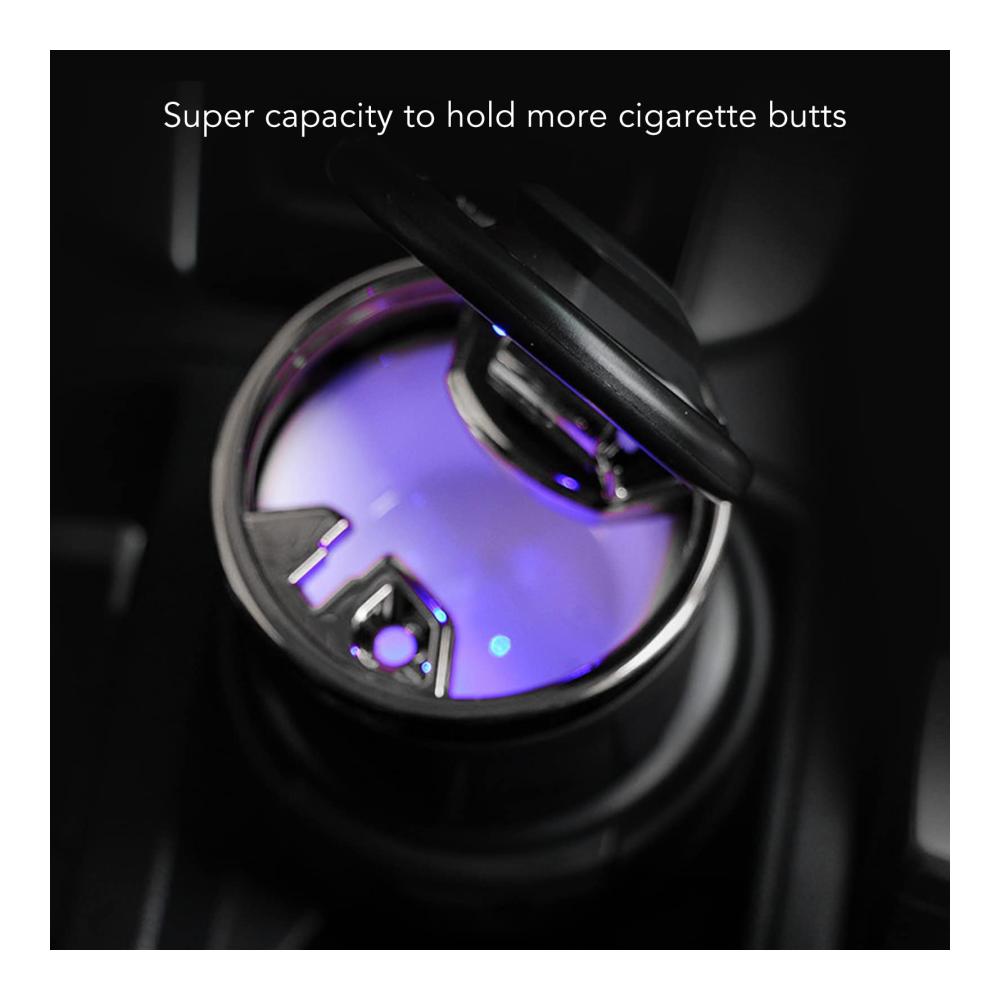 Aschenbecher fürs Auto – Geruchsbeseitigung mit Stil – Rauchlöscher mit Keramikdoppelung und LED-Beleuchtung – Modernes Design (Silber