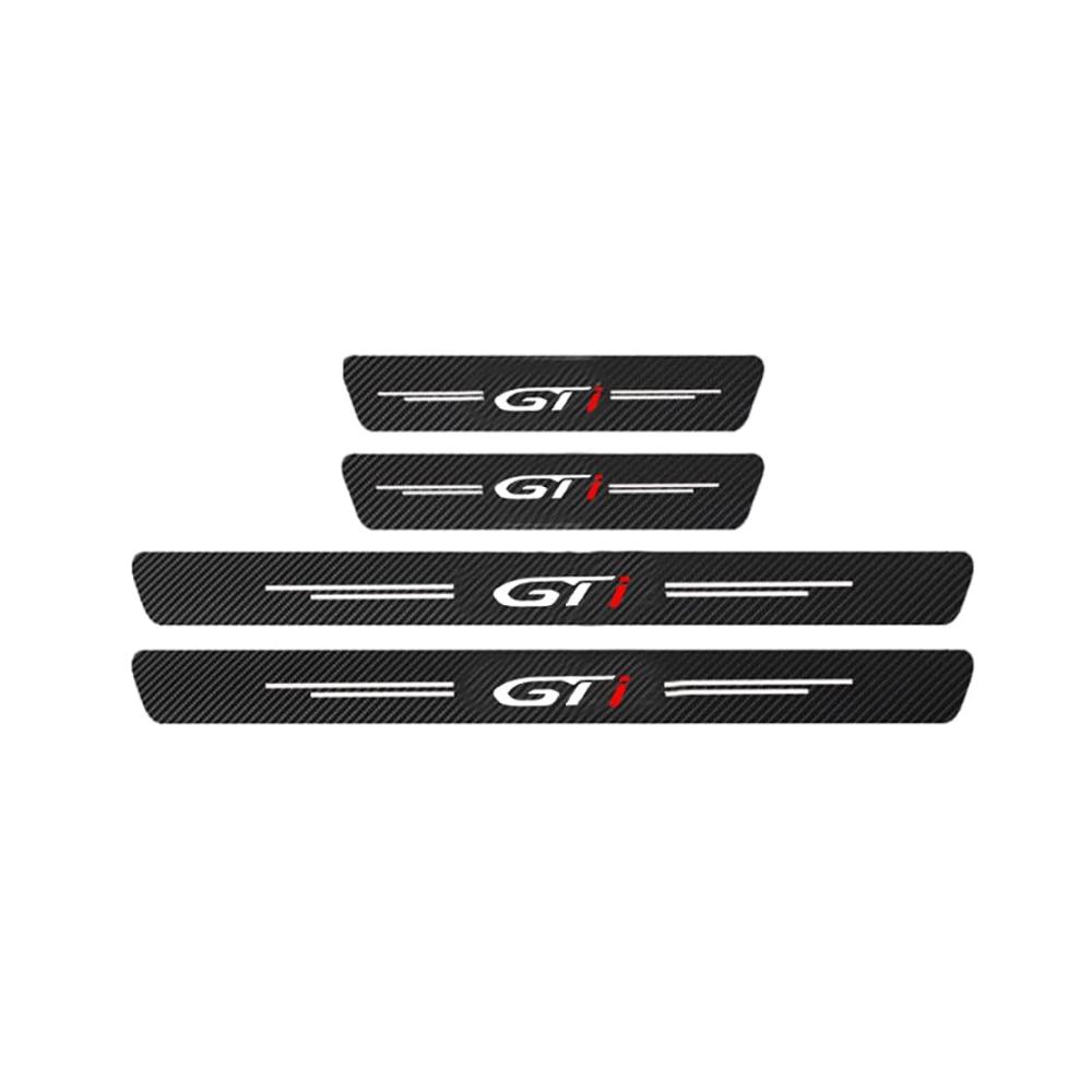 Schützen Sie Ihren Peugeot stilvoll! 4 Stück Kohlefaser Einstiegsleisten & Türschweller Abdeckung für GT GTI & GT Line. Kratzschutzfolien inklusive