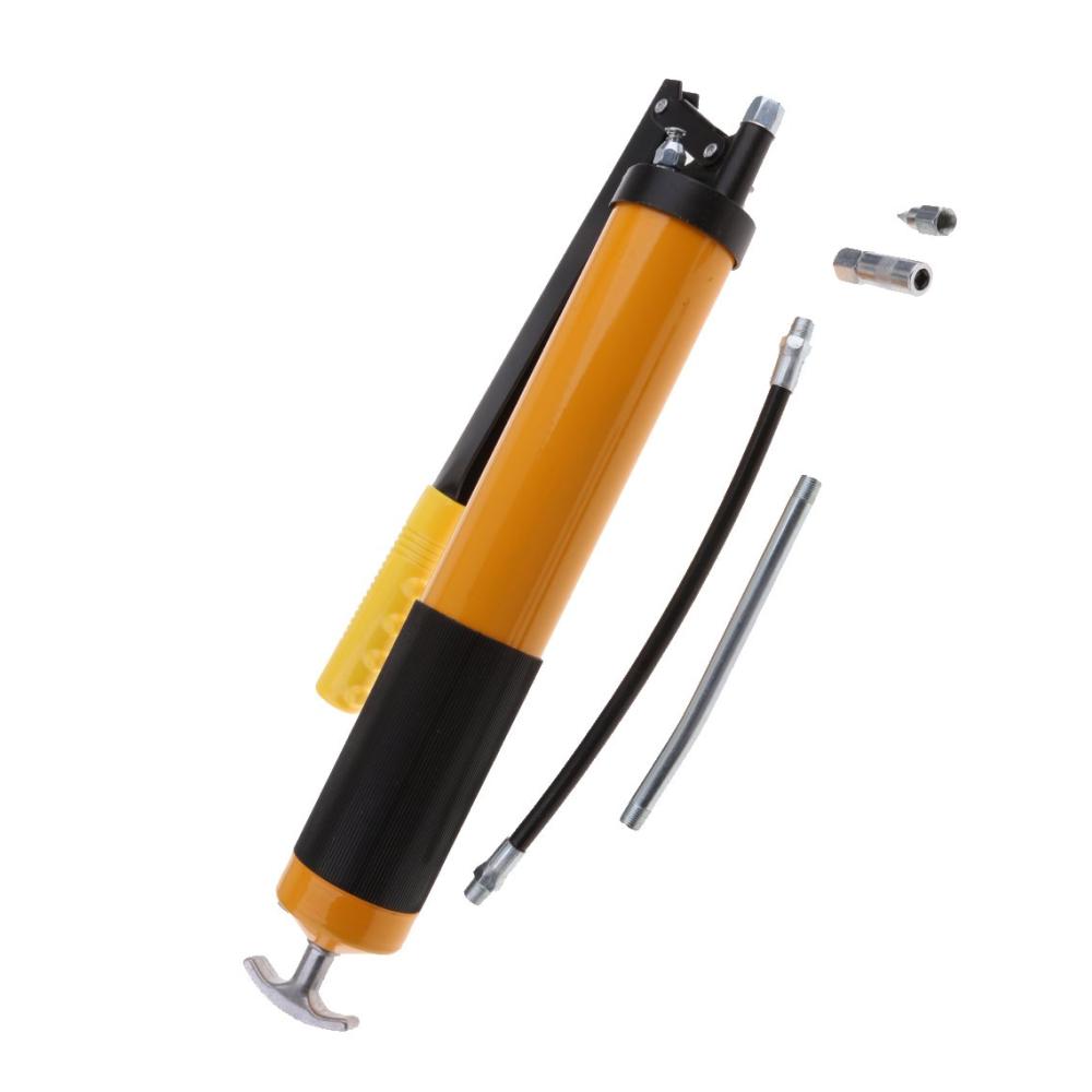 Premium Fettpresse mit Hebel - 400 cc Kapazität 2 Förderschläuche - 3000 PSI für präzises Schmieren und Wartung. Robust und effizient für Profis und Heimwerker