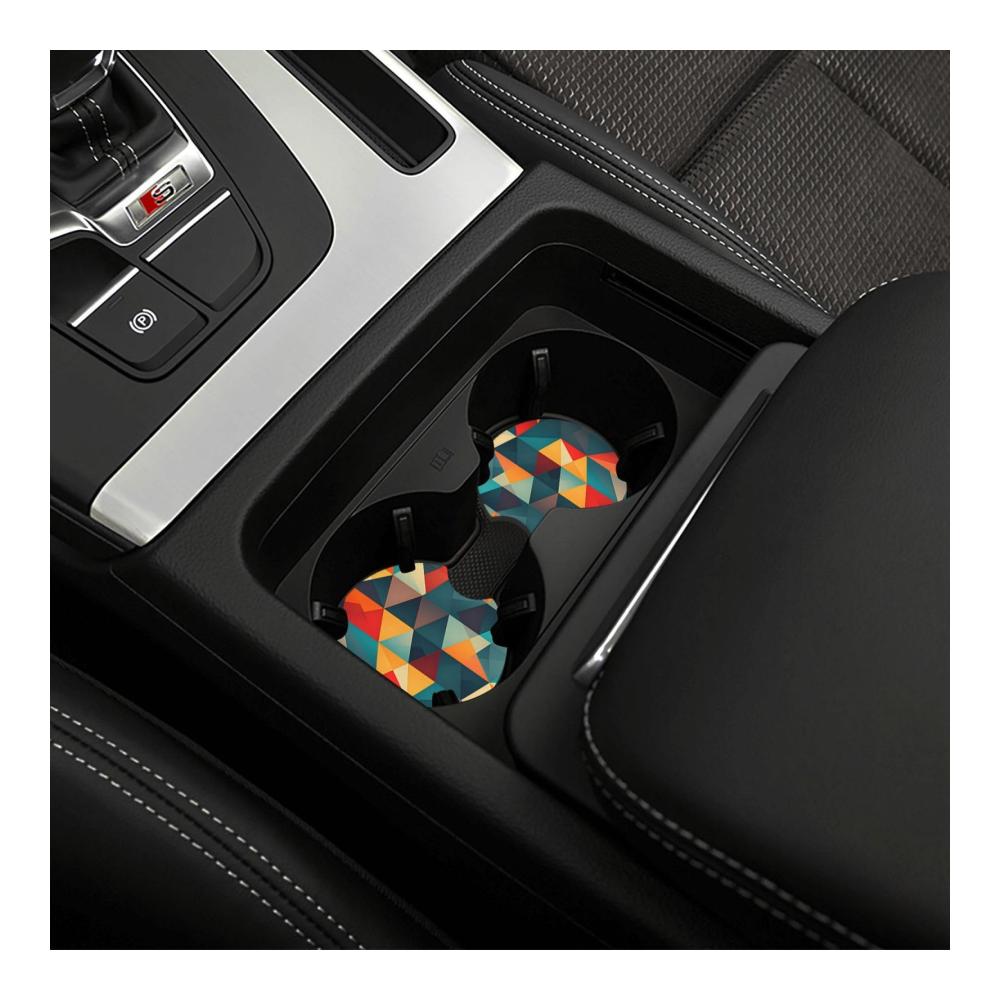Premium Getränkehalter fürs Auto Stylische Auto-Untersetzer mit abstraktem geometrischem Muster wasserdicht und rutschfest - 2er Set! Ideales und praktisches Autozubehör
