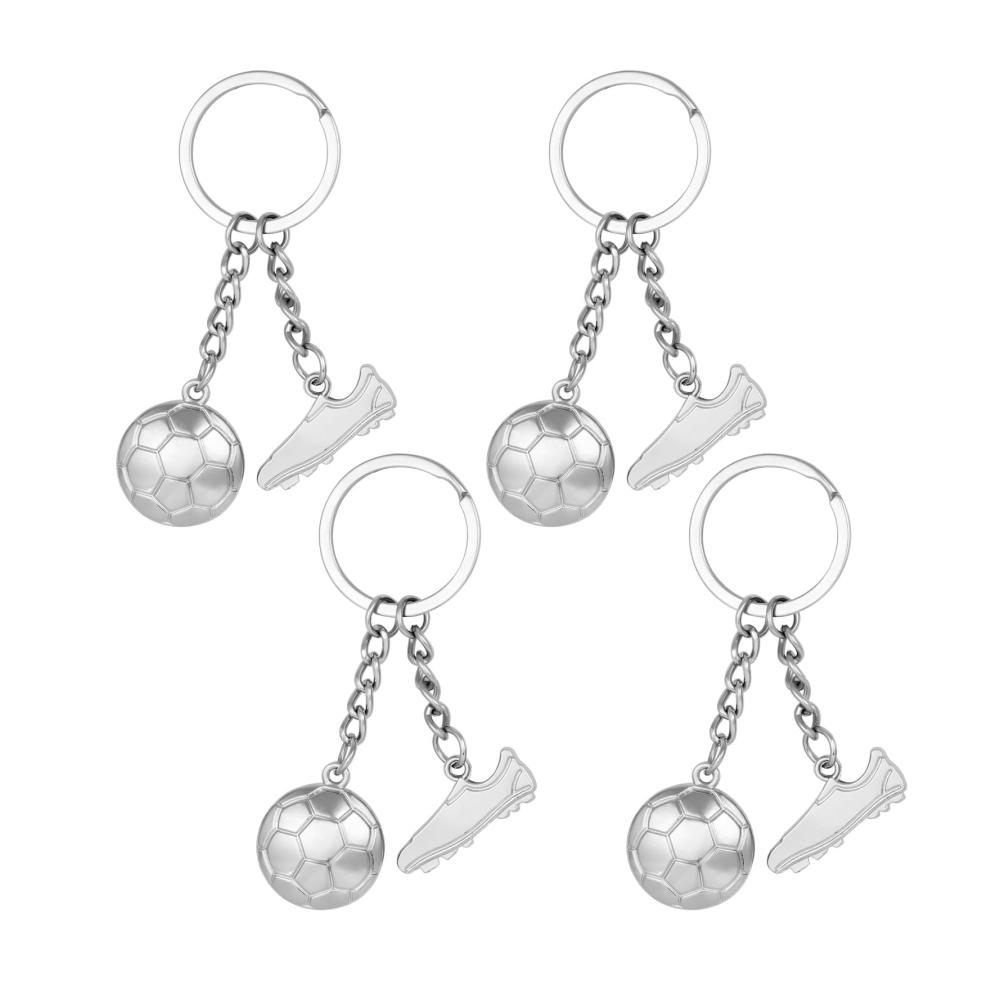 Erhalten Sie Ihren Fußball-Spirit! 4er Set Fußball-Schlüsselanhänger für Jungen & Männer – Tolle Auto-Deko und Geschenkidee – Metall-Fußball-Anhänger mit O-Ring – Perfekt für Sportfans
