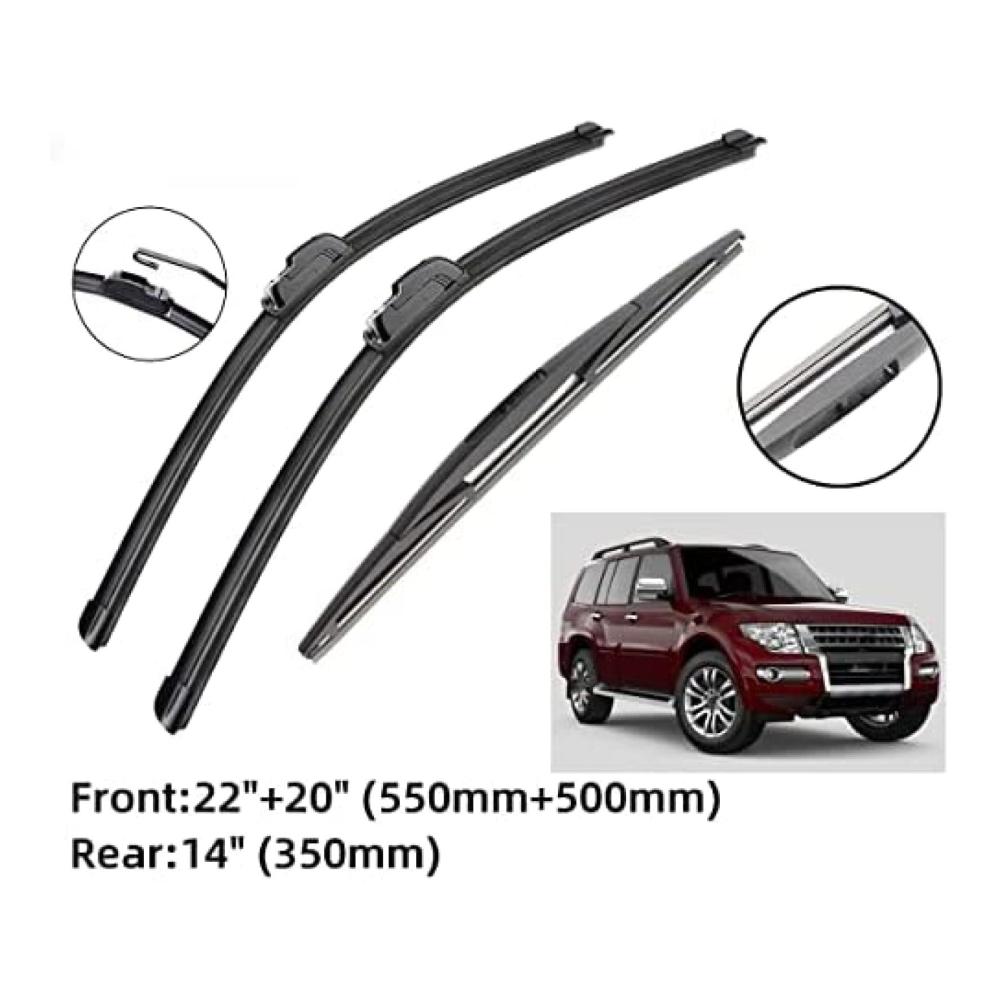 Verbessern Sie Ihre Sicht Hochwertige Ersatzwischblätter für Mitsubishi Pajero Shogun Montero (V80 V87 V93 V97) 2007-2020. Komplettes Set für Front- und Heckscheibe