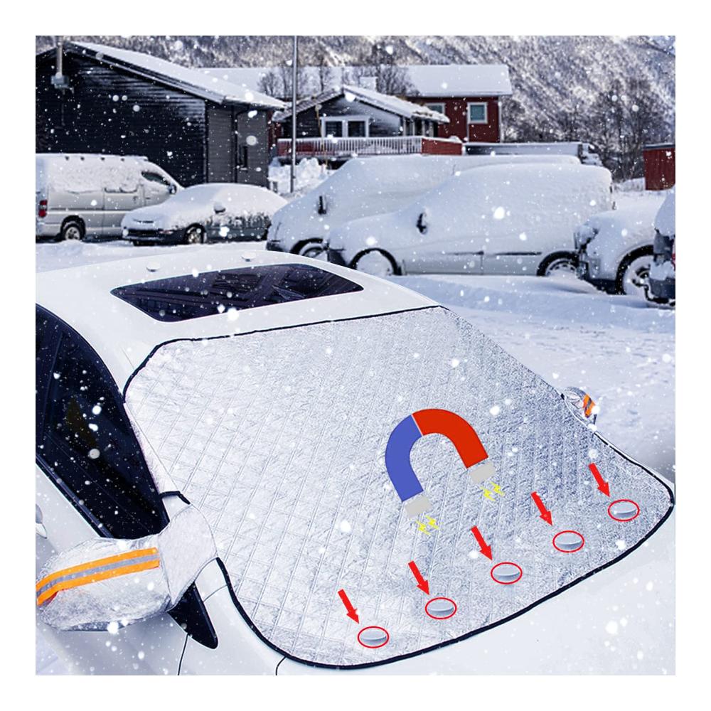 Eisschutzfolien Magnetische Autoabdeckung 145x113cm | Windschutzscheibe Schutzfolie | Frontscheibenabdeckung mit 5 Magneten | Faltbare Abdeckung für Sommer & Winter