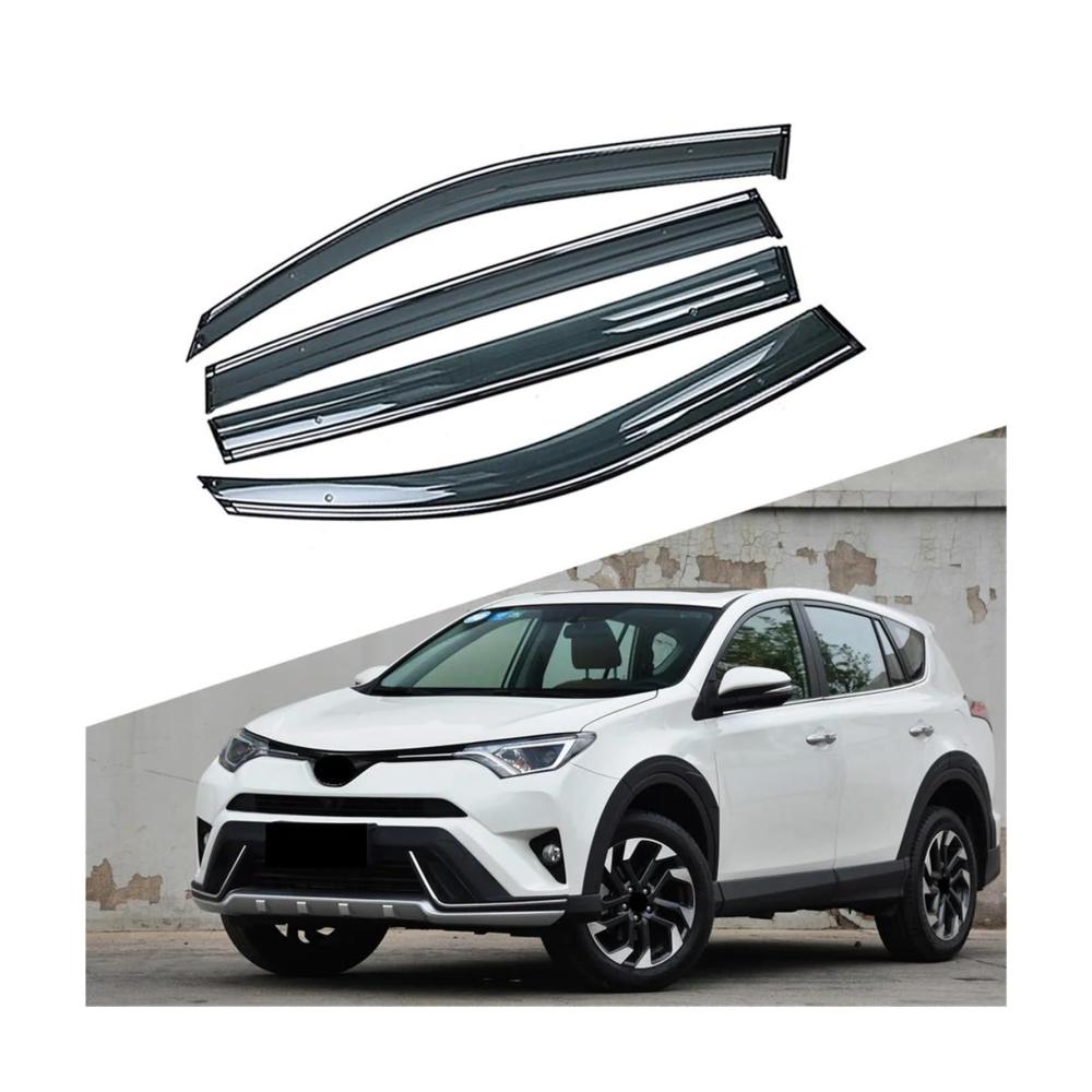 Optimiertes Windabweiser-Set für Toyota RAV4 XA40 2013-2019 | Premium Auto Fenster Sonnenschutz & Regenschutz | Effektiver Schutz mit stilvollem Design | Inklusive Schild Visiere Shelter & Rahmen | Praktisches Zubehör für ultimativen Fahrkomfort