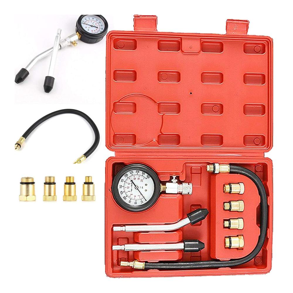Professioneller Kompressionstester für Auto & Motorrad | Präzises Kompressionsprüfer Messgerät 0-20 bar | Inklusive 4 Adapter & Koffer | Zuverlässige Verdichtungsmessung bis 300 psi