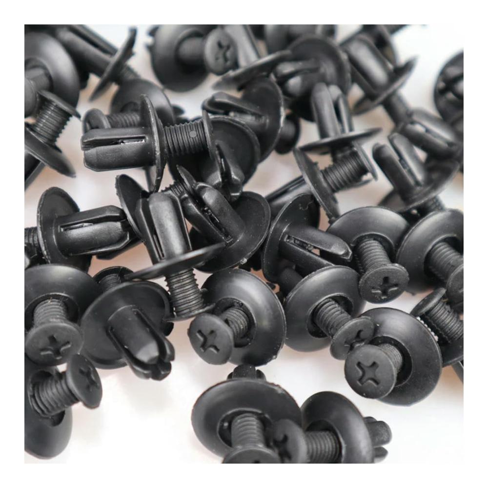 100 Stück Auto 8mm Loch Kunststoff Nieten Verschluss Push Clip Schwarz Kleinteile Set für Auto Türverkleidung - Einfache Montage Robust und Zuverlässig