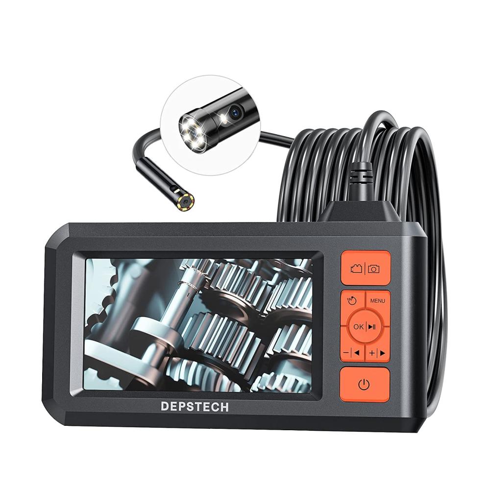 Entdecken Sie mit Leichtigkeit verborgene Welten Inspektionskamera mit Dual-Objektiv 1080P HD 7 einstellbaren LEDs und 43 Bildschirm. Wasserdicht halbstarres Kabel 32GB Speicherkarte