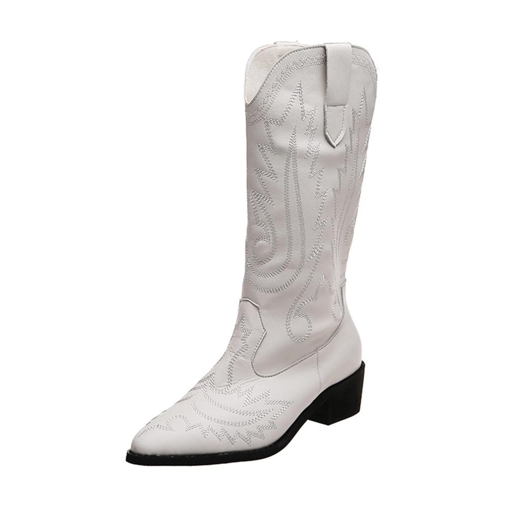 Erleben Sie den Charme des Wilden Westens Vintage Cowboystiefel für Damen in Weiß bestickt mit authentischem Western-Flair – Ideal für Motorradtouren und lässige Outfits! (Größe 40 EU