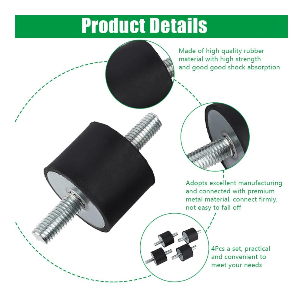 Premium Stoßdämpfer Set - 4 Stück M10 Gummilager für Auto & Boot | Effektive Anti-Vibration | Langlebige Silentblock Dämpfer | M10 40x30 Spulen inklusive | Verbessern Sie die Fahrqualität jetzt