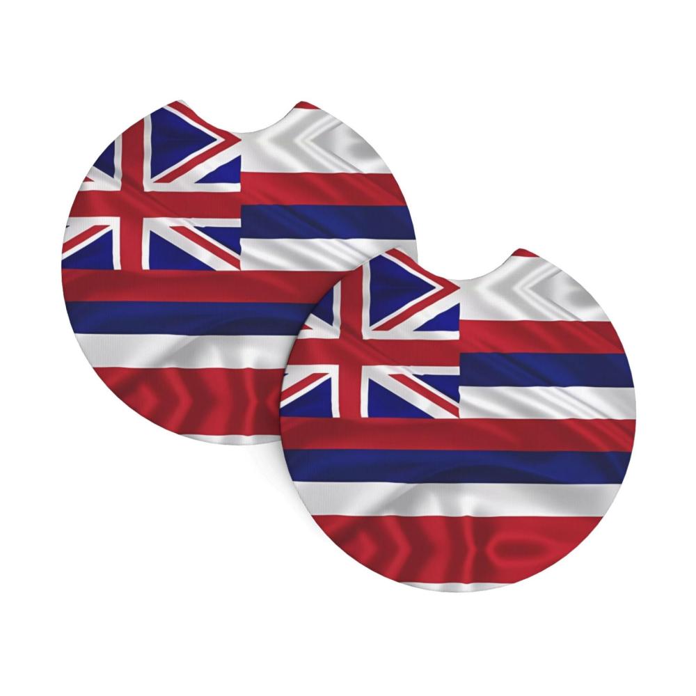 2er Set Auto-Getränkehalter mit Hawaii Flagge | Amerikanisches Design | Wasserfest rutschfest & langlebig | Praktisches Zubehör für unterwegs | Perfekt für Autofahrer