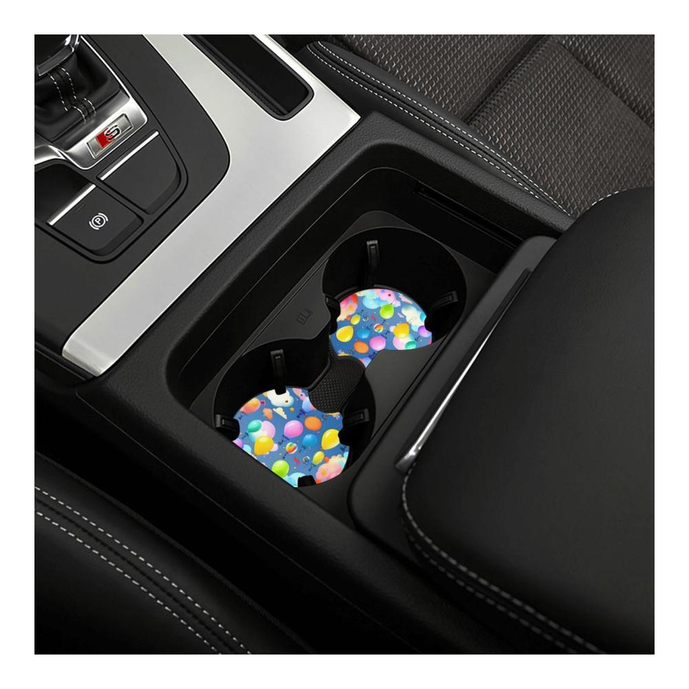 2er-Set langlebiger Auto-Untersetzer für Getränkehalter | Buntes Ballon-Design | Wasserdicht & rutschfest | Perfektes Autozubehör für Stil und Schutz | Praktischer Getränkehalter-Zusatz