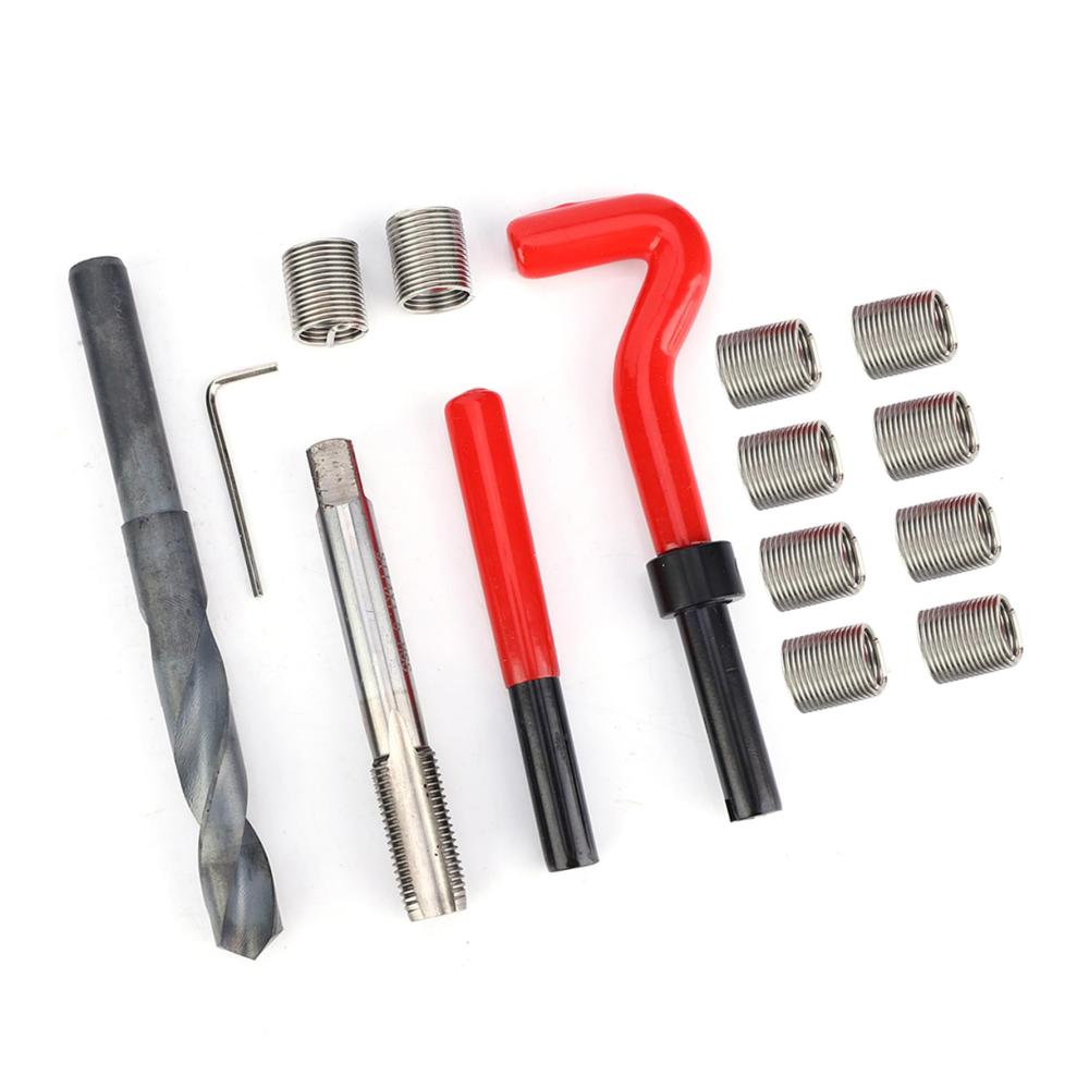 Sparen Sie Zeit und Geld 15-teiliger Satz M14 X 1 5 2D-Gewindereparaturwerkzeuge aus Edelstahl | Stahl-Gewindeeinsätze mit Sechskantschlüssel und Gewindehülse für einfache Gewinde-Reparaturen