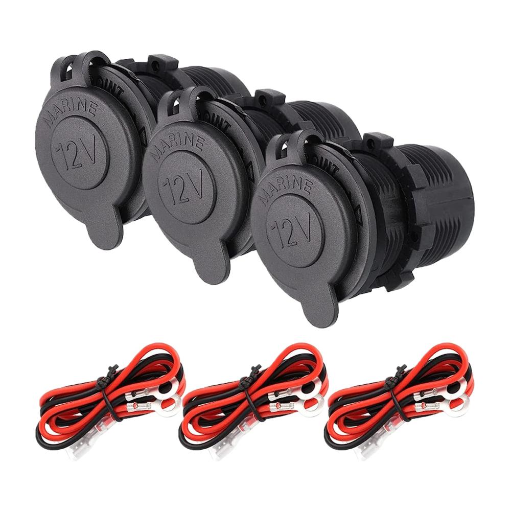 Vielseitiger Zigarettenanzünder-Adapter für Kfz Boot & Motorrad | Dreiteiliger 12V/24V DC Steckdosenadapter mit 0.6m Kabel | Praktisches Zubehör für unterwegs