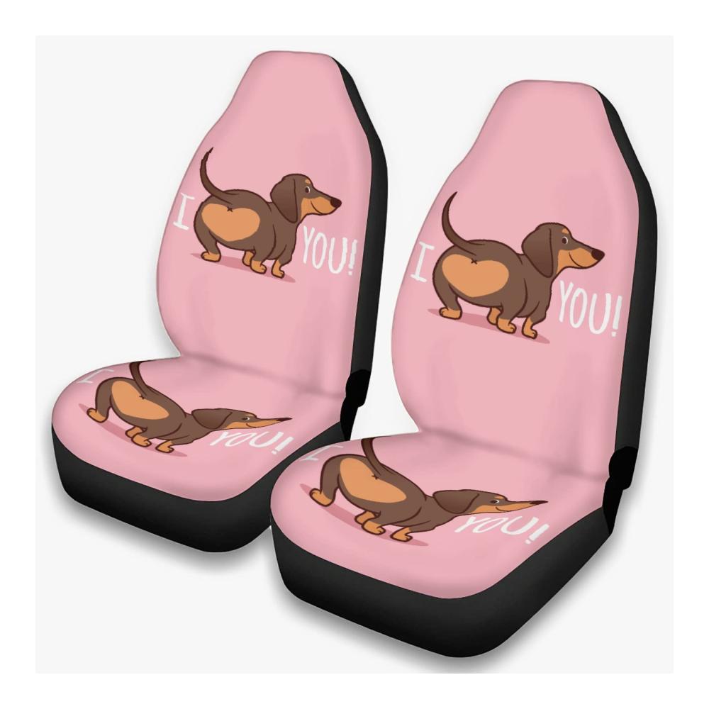Autositzbezüge Set mit Süßem Dackel Hund Design | Universal Fit für SUV Van & LKW | 3D-Druck Vordersitz-Schonbezüge | Multicolor Einheitsgröße | Hochwertige Sitzbezügesets für Ihr Fahrzeug