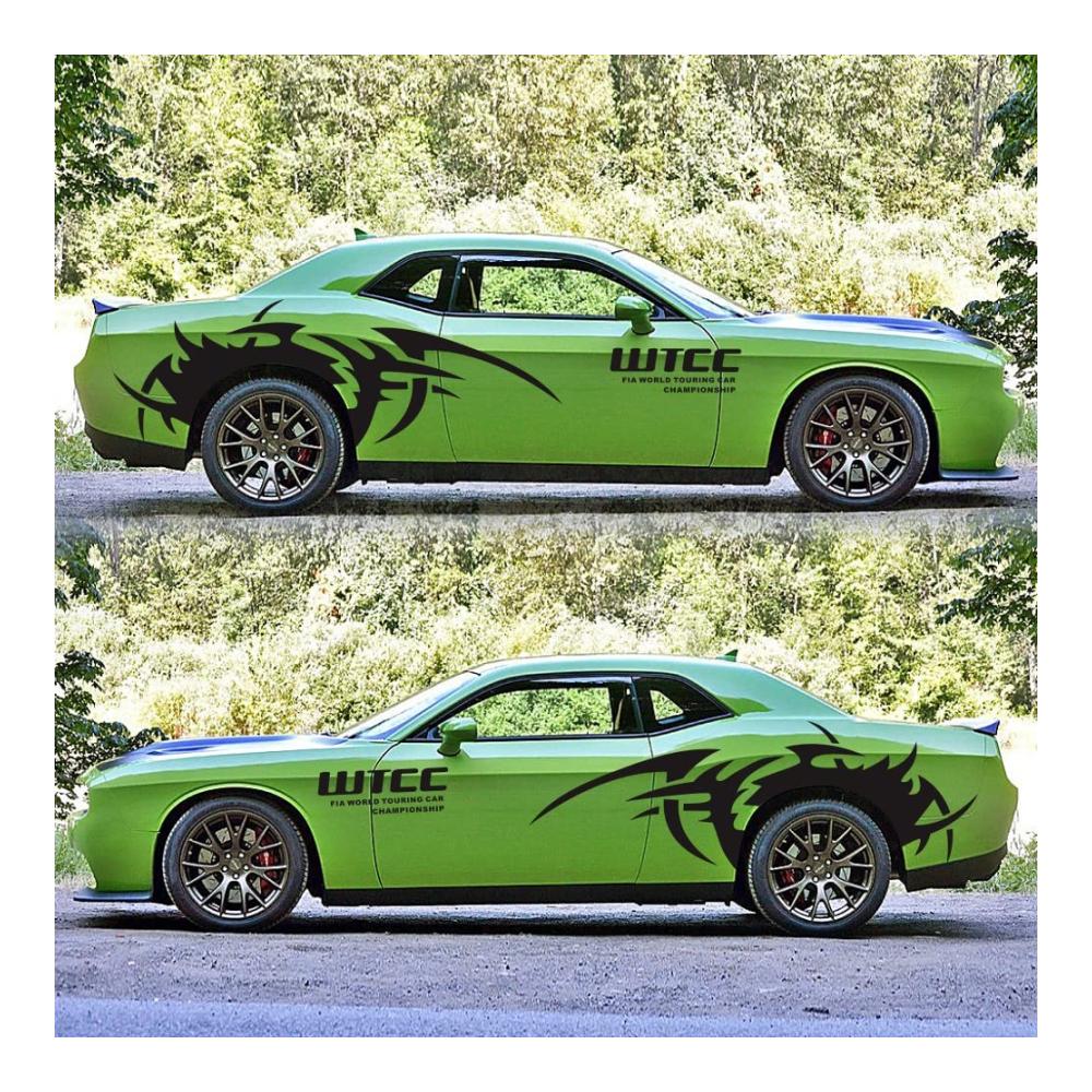 Rasantes Fahrerlebnis 2er-Set Auto Aufkleber Racing Sportstreifen für mehr Stil und Dynamik | Hochwertige Seitenaufkleber für jedes Auto | 160x60cm Schwarz | Leicht anzubringen und langlebig