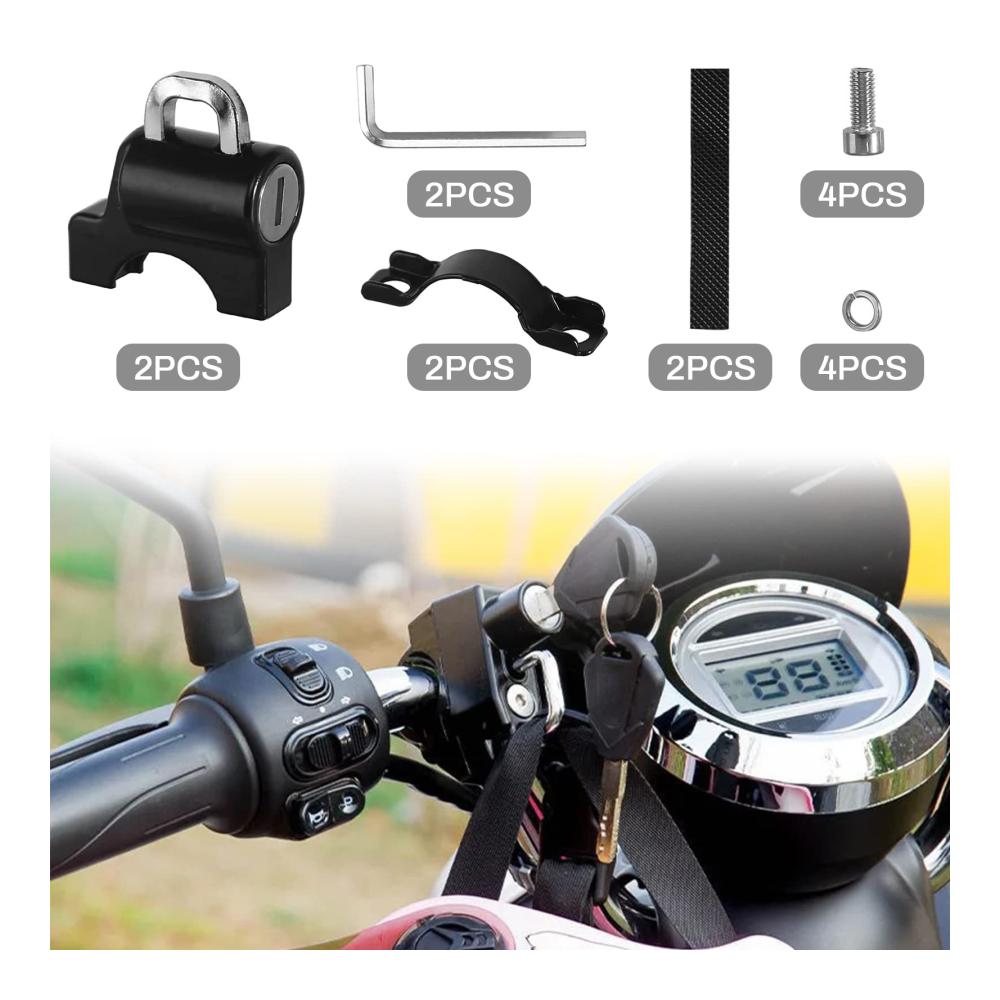 Diebstahlsicherungen 2er Set Motorrad Helm- & Lenkerschloss aus Legierung – Hochsicheres Motorrad Sicherheitsschloss-Kit für 22-28mm Lenkerschläuche inkl. Schlüsseln – Diebstahlschutz Zubehör
