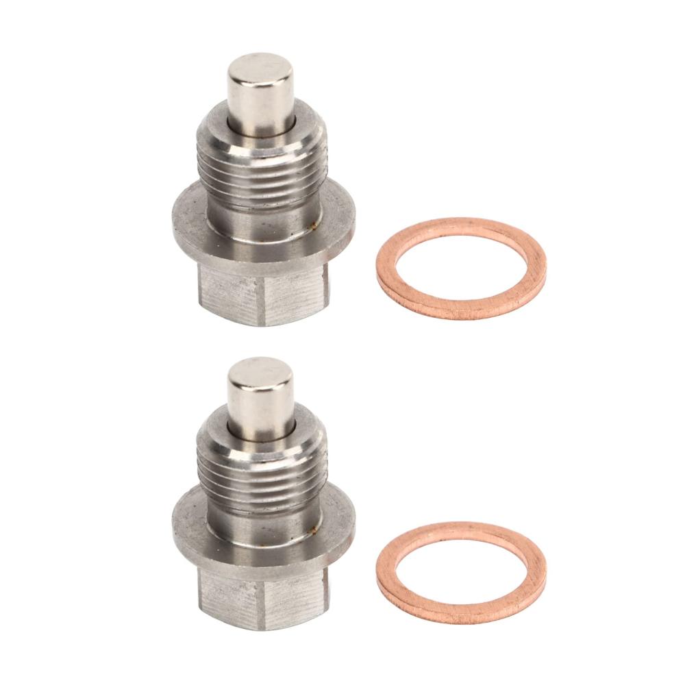 Premium Halterungen 2-teiliger Magnetischer Ölablassstopfen DP015 M14 x 1.25mm Edelstahl-Pilotpunkt für Motorölwechsel mit Unterlegscheiben-Dichtungsersatz - Einfache Befestigung