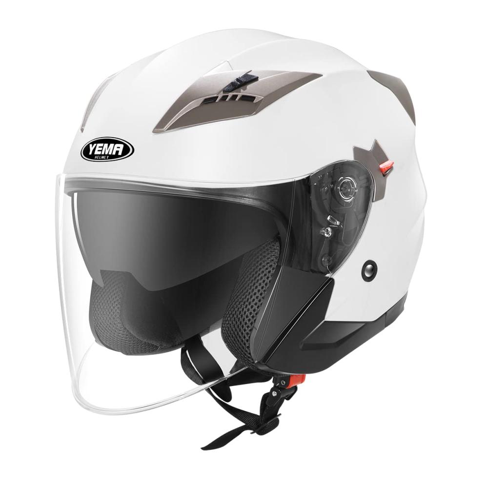 Stylischer Jethelm Rollerhelm Chopper Helm - Hochwertiger YEMA YM-627 Motorradhelm ECE mit Doppelvisier Sonnenblende für Damen und Herren. Maximale Sicherheit und Komfort