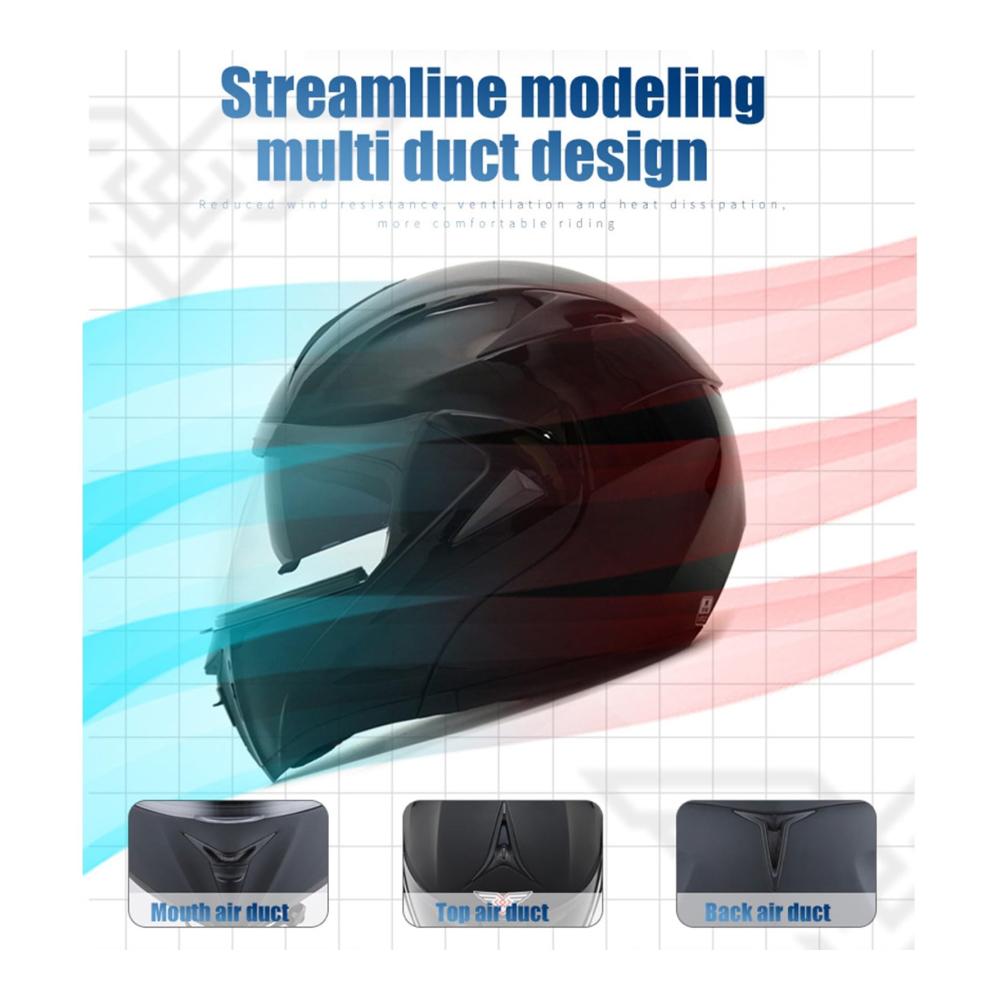 Entdecken Sie den ultimativen Bluetooth-Integralhelm DOT/ECE-Zugelassener Hochklappbarer Doppelvisierhelm für Erwachsene mit modernster Technologie