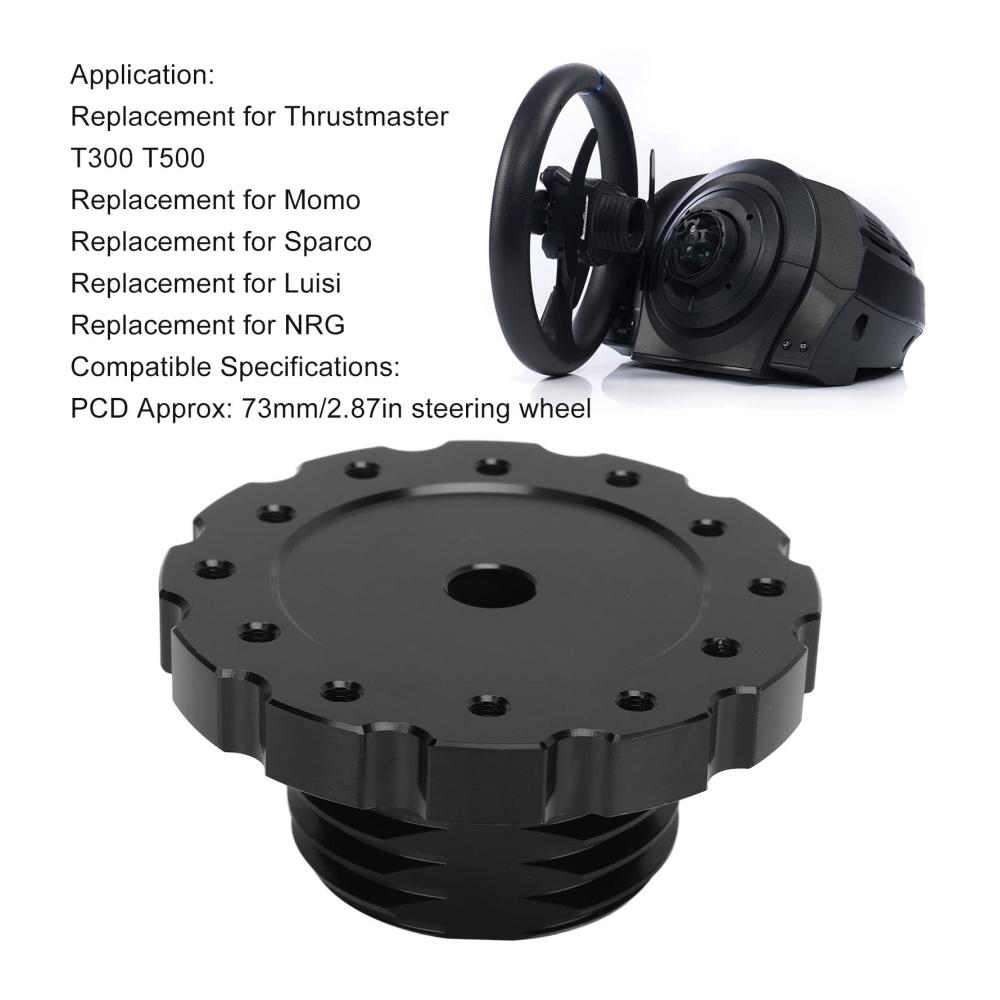 Lenkradnaben Adapter für Thrustmaster T300 T500 - Hochfestes Aluminium - Präziser Ersatz - Racing Lenkradnaben - PCD 73 mm - Schwarz - Verbessern Sie Ihr Fahrerlebnis