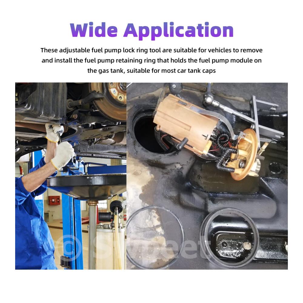 Entdecken Sie die Leistung 2er Set Kraftstoffpumpen-Entfernungswerkzeug-Kit | Tankdeckel & Modul mühelos entfernen | Verstellbarer Schraubenschlüssel mit 1/2 Adapter für professionelle Wartung und Reparatur | Effizient zuverlässig und einfach zu handhaben