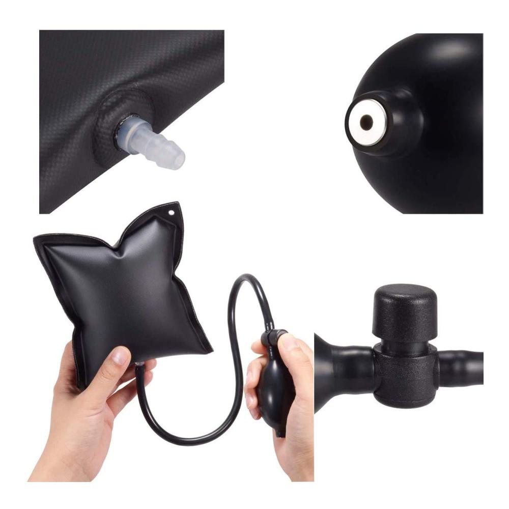 2er Pack Ventileinstellplättchen Quadratisch Pneumatikspanner Ausgleichswerkzeug Aufblasbare Keile TPU Universal-Pumpkeile für Auto Türen Fenster Schwarz 15 * 16CM