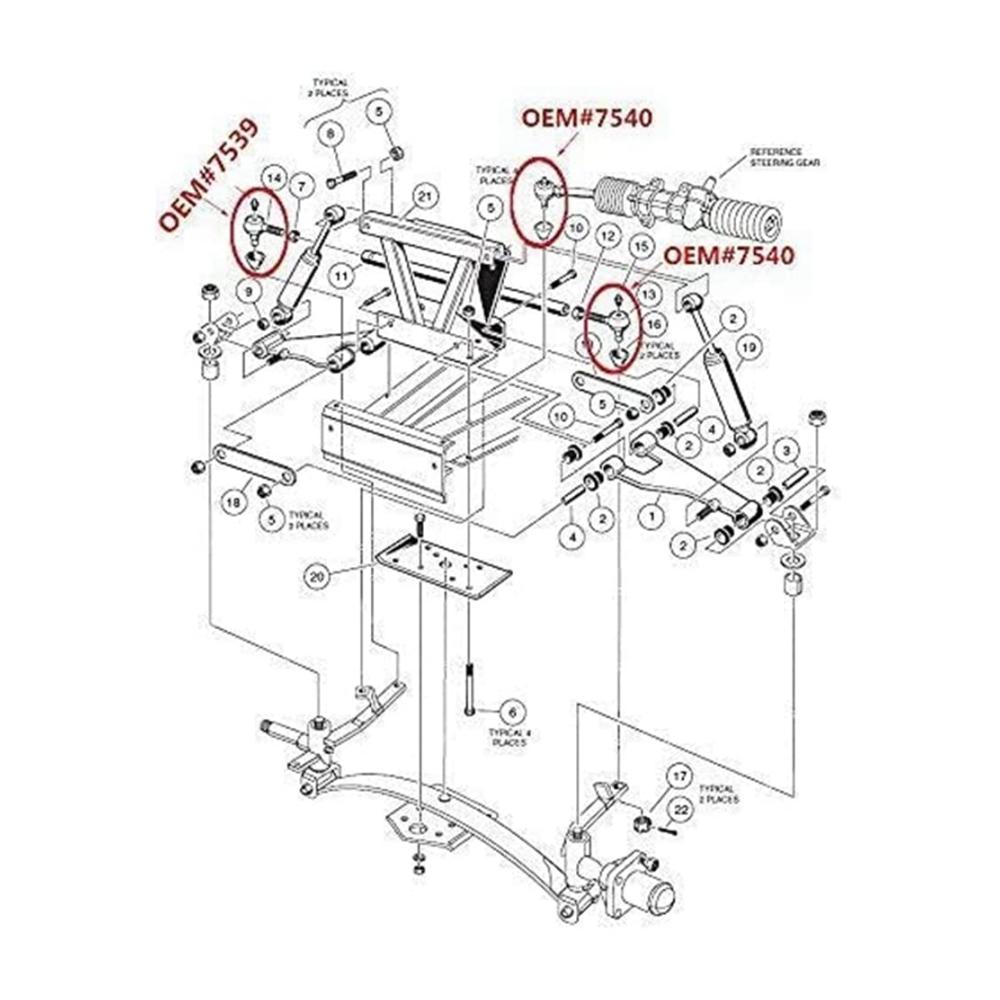 Premium Golf Cart Spurstangenkopf Kit für Club Car G&E 1976–2008 | Komplettes Set für Fahrer- und Beifahrerseite | Robuste 7539 7540 Ersatzteile | Einfache Installation