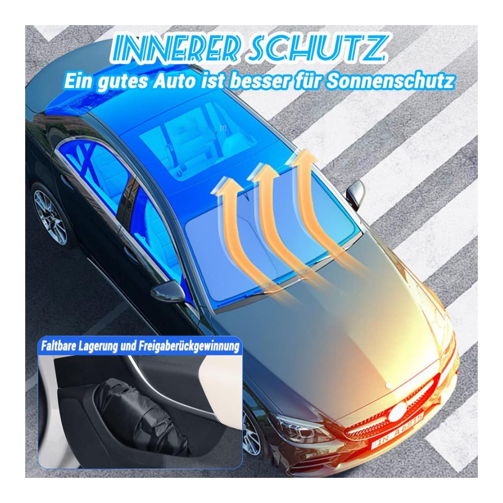 Faltbarer Sonnenschutz Auto Frontscheibe | Großer Windschutzscheiben-Schirm für Hitze & UV-Schutz | Praktische Sonnenschutz-Abdeckung (142 * 80) | Effektiver Schutz vor Sonne & Blendung