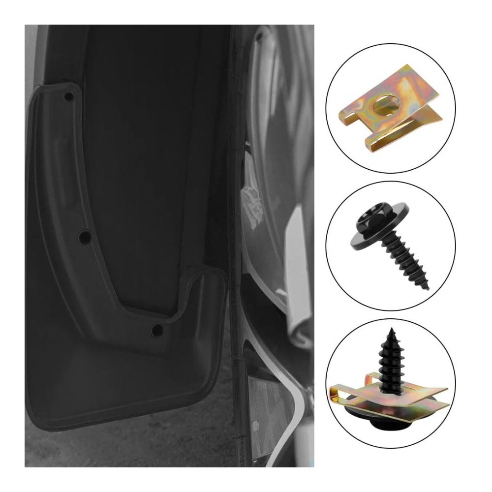 Edelstahl Clips Set | 48 Stück | Karosserieschrauben & Schnappmuttern | Blechmutter Schrauben | Hochwertiges Gewinde Clip Mutter Set | Ideal für Reparatur und Montage | Praktisches Blechschrauben Schwarz Kit