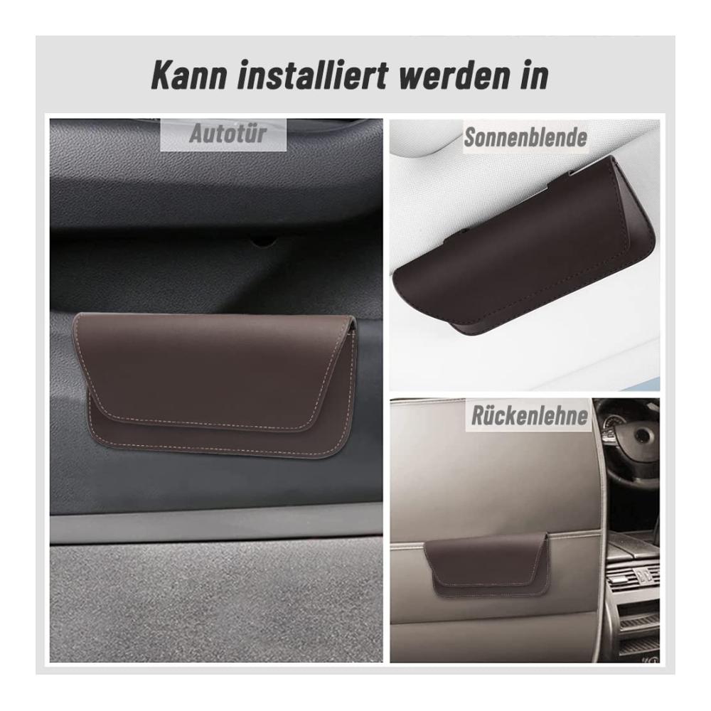 Schützen Sie Ihre Brillen unterwegs! Shengou Auto Sonnenblende Brillenetui - Universales Zubehör für Auto-Sonnenblenden - Organizer für Sonnenbrillen - Braun