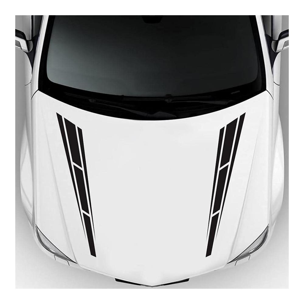 Auto Motorhaube Racing Karosserie Streifen Aufkleber Set - 2 Stück | Wasserdicht PVC | Sportliches Design für Körperseite Dekoration | Schwarz | Hochwertige Außenaufkleber | Ideal für Fahrzeugliebhaber