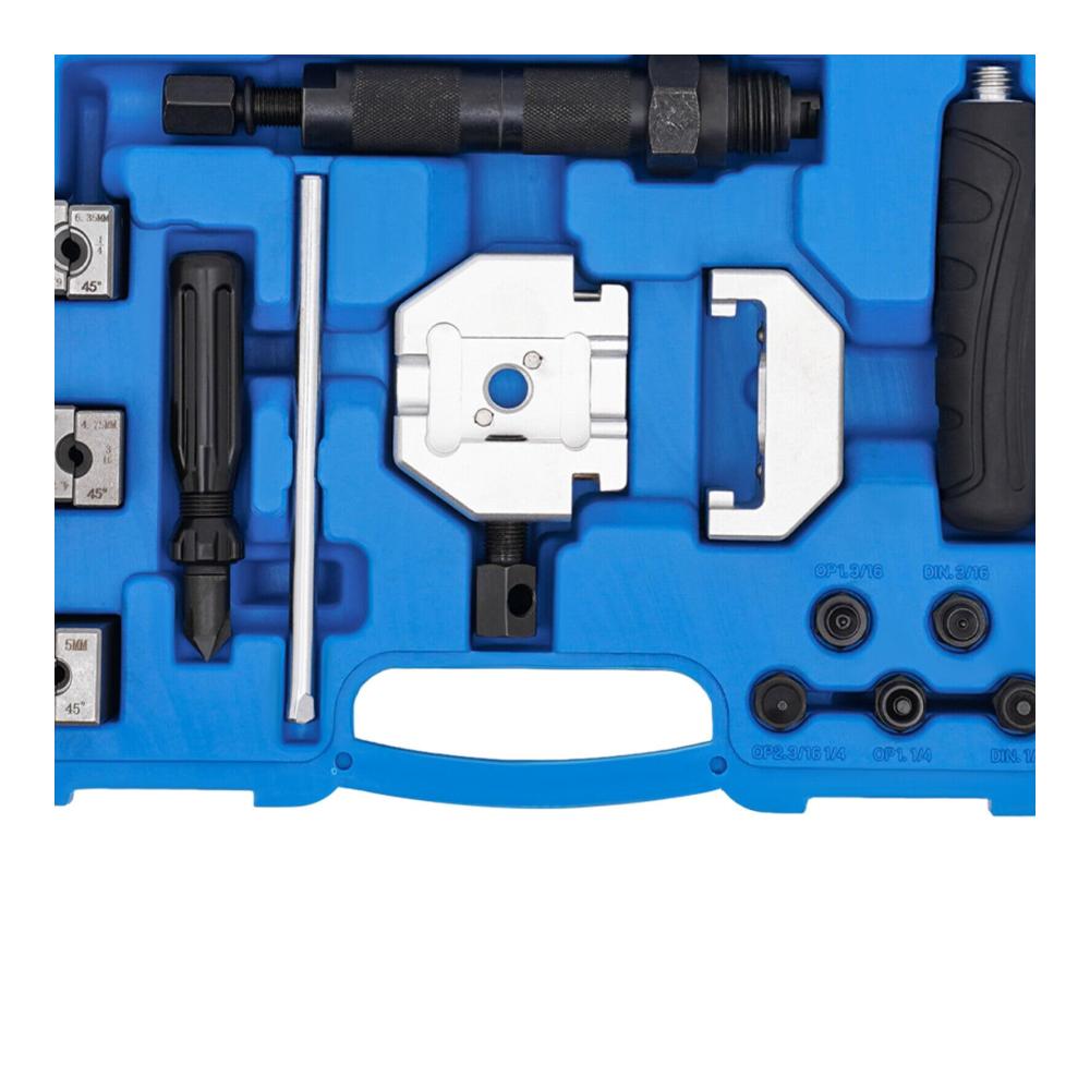 Professionelles Hydraulik Bördelgerät Set für Bremsleitungen – Inklusive 18-TLG Werkzeug Set für präzises Bördeln und sichere Reparaturen | Bördelwerkzeug für Kfz-Bremsleitungen