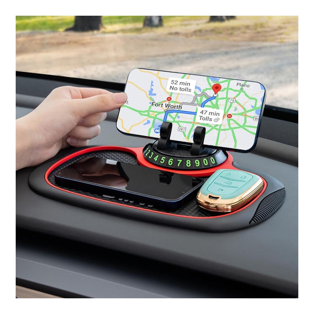 Auto Antirutschmatte Armaturenbrett Schwarz | Multifunktionale Rutschfeste Matte mit 360° Halterung | Inkl. Handyhalterung | Autos Rutschfestes Telefonpad Dashboard | Praktisches Zubehör für sicheres Fahren