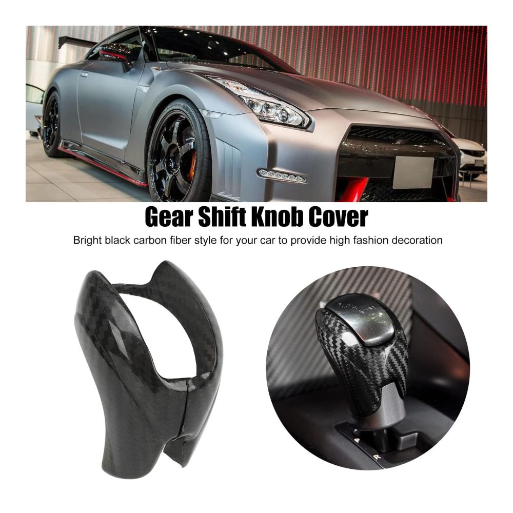 Schaltknäufe Schutz Kohlefaser Schaltknauf-Abdeckung für GTR R35 2008–201 | Stilvoller Innenraumschutz & Kompatibilität | Leuchtendes Schwarz für Premium-Look
