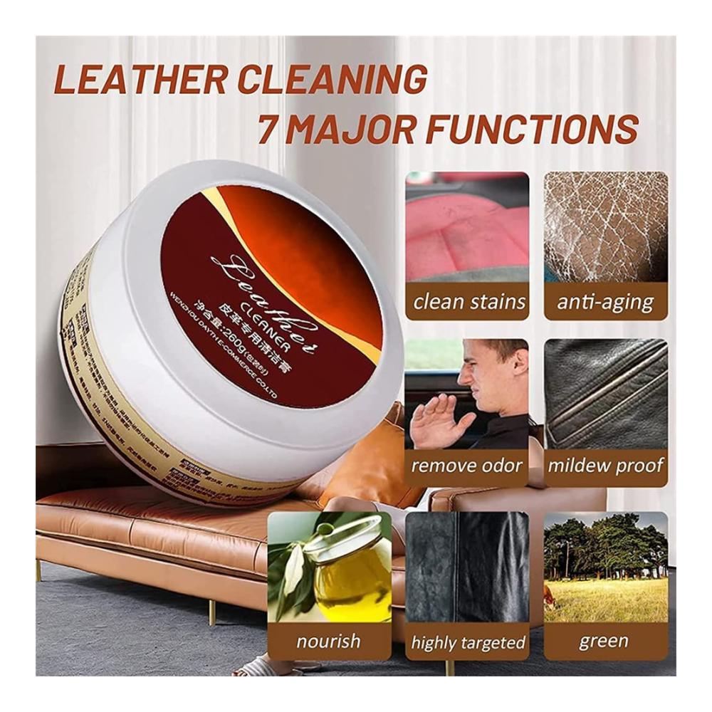 Leder- & Polsterreiniger 2024 | Leatherrite Leather Restorer 2024 | Premium Lederreiniger für Möbel Autositze & Couches | Mit Schwamm | Effektive Fleckenentfernung & Pflege | 260g