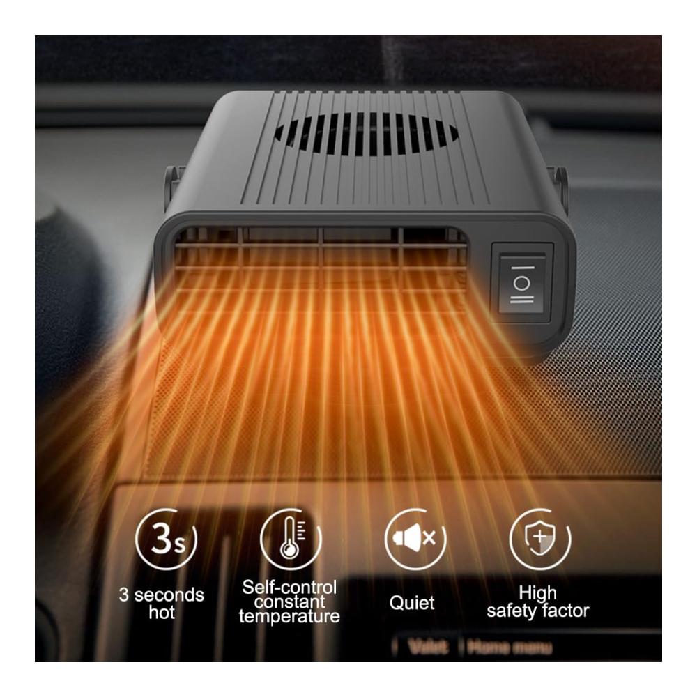 Entfernen Sie Eis mühelos mit unserem Türschlossenteiser! Tragbarer Auto Heizlüfter 24V für klare Sicht & angenehme Fahrt. 2-in-1 Defroster & Kühlventilator mit Zigarettenanzünderstecker & 360° Drehbasis. Jetzt erhältlich in Schwarz