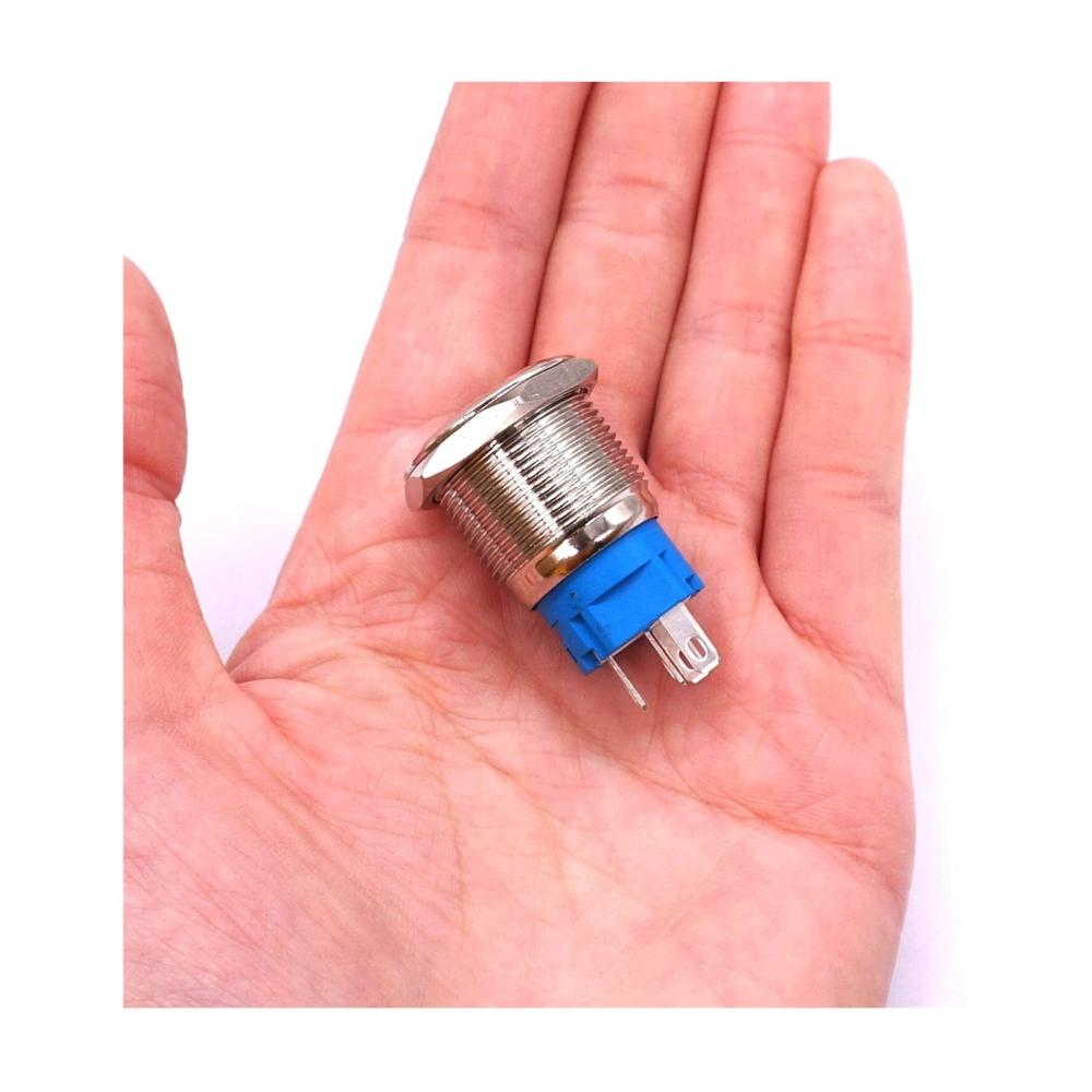 Hochwertiger Druckschalter für Fahrzeugkühlung - Blaue LED-Beleuchtung 12V 16mm - Zuverlässiger 1NO 1NC Schalter für Auto-Lüfter - Einfache Montage 5/8 Zoll