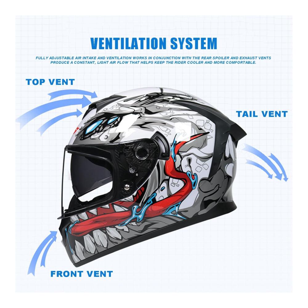 Integralhelm Beschlagfreier Doppelvisierhelm | DOT/ECE-Zertifiziert | Atmungsaktiver Motorradhelm für Männer und Frauen | Ultimativer Schutz